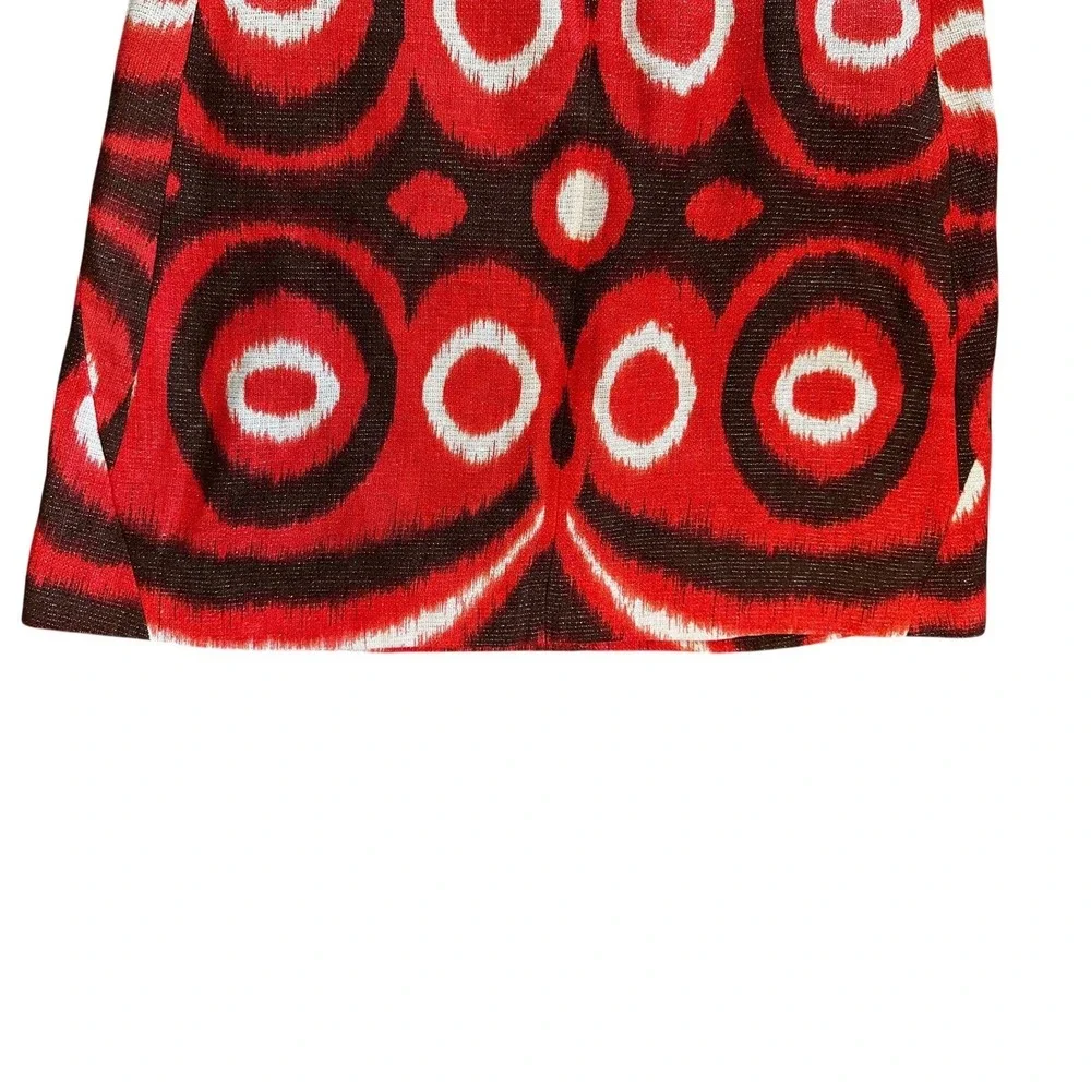 Tory‎ Burch Red Brown And White Ikat Print Dress Women's 6
